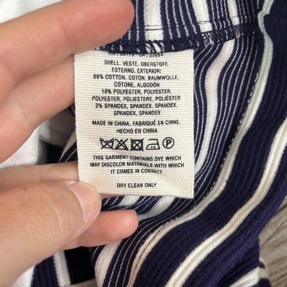 Anthropologie Stephanie Peacoat Navy & White Striped Double Button Blazer Jacket - Picture 9 of 11